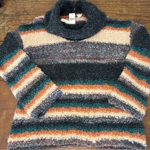 Anthropologie wine S Moth Fuzzy Cowl Neck Striped Sweater Wool Sweater NWT